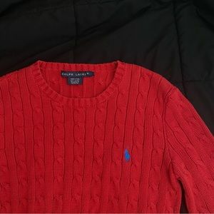 Ralph Lauren Red Cable Knit Sweater